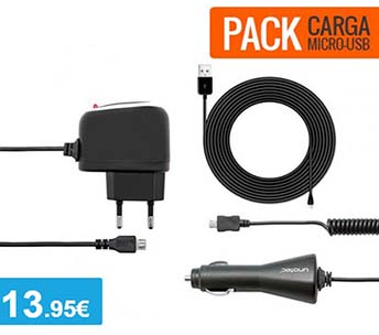 Pack Carga micro USB: Red, Coche, Alargador - Oferlandia.com